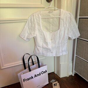 FRANK & OAK White Eyelet Top